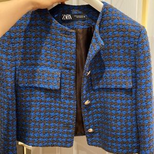 Zara Crop Blazer Tweed Jacket